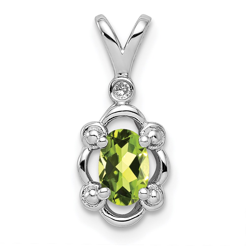 Sterling Silver Peridot August Birthstone Diamond Mini Charm Pendant 67$